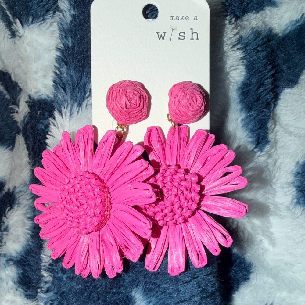 Vibrant Pink Floral Earrings